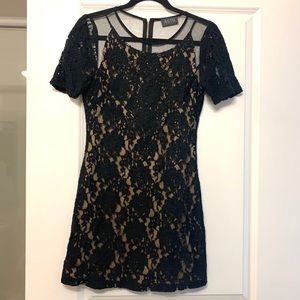 ASTR Black Lace & Tan Lining Minidress